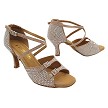 1625Bling Champagne Glitter Satin & Stone with 2.75" Flare Heel in the photo 