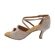 1625Bling Champagne Glitter Satin & Stone with 2.75" Flare Heel in the photo 