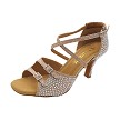 1625Bling Champagne Glitter Satin & Stone with 2.75" Flare Heel in the photo 