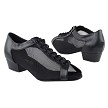 1643FT Black Leather_Black Mesh with 1" Flat Heel in the photo 