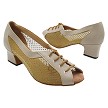 1644 60 Tan Leather & #108 Gold Dots Mesh with 2" TC Heel (3149) in the photo 