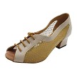 1644 60 Tan Leather & #108 Gold Dots Mesh with 2" TC Heel (3149) in the photo 