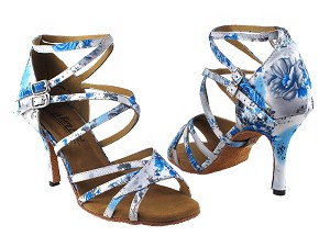 1662BLEDSS White_Blue Flower with 3" slim heel (6646) in the photo 