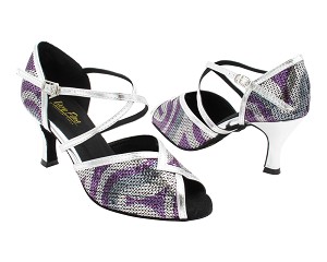 2721 Purple Silver Sequin & Shiny Silver Trim with 3" Heel (6812) in the photo 