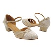 7861LEDSS Flesh Satin Pleats & Tan Leather Trim with 1.5" Heel (2001) in the photo 