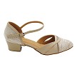 7861LEDSS Flesh Satin Pleats & Tan Leather Trim with 1.5" Heel (2001) in the photo 