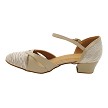 7861LEDSS Flesh Satin Pleats & Tan Leather Trim with 1.5" Heel (2001) in the photo 