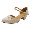 7861LEDSS Flesh Satin Pleats & Tan Leather Trim with 1.5" Heel (2001) in the photo 
