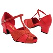 6006LEDSS Red Glitter Satin & Red Leather with 2" Thick Cuban Heel (3149) in the photo 