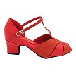 6006LEDSS Red Glitter Satin & Red Leather with 2" Thick Cuban Heel (3149) in the photo 