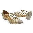6865LEDSS Gold Sparklenet & Shiny Gold Leather Trim with Mesh with 1.5" Medium heel in the photo 