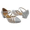 6865LEDSS Silver Sparklenet & Shiny Silver Leather Trim with Mesh with 1.5" Medium heel in the photo 