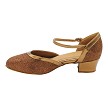 9621 Copper Glitter Satin & 171 Dark Tan Copper Trim 1.5" Medium Heel in the photo 