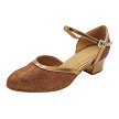 9621 Copper Glitter Satin & 171 Dark Tan Copper Trim 1.5" Medium Heel in the photo 