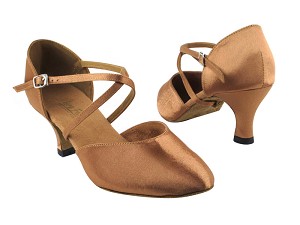 9691 Brown Satin with 2.5" Heel in the photo 