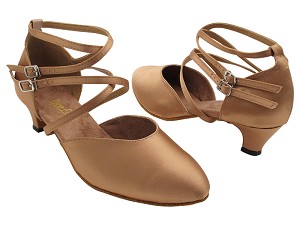 9691DX_6817DX 167 Tan Satin with 1.3" Cuban Heel (387) in the photo 