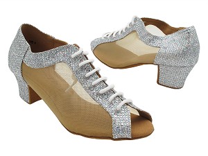 C1643 129 Silver Sparklenet & Flesh Mesh with 1.6" Medium Heel (NJ) in the photo 