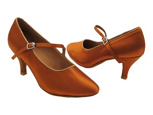 C6852 Dark Tan Satin with 2.5" Slim Heel (5830) in the photo 