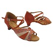 CD2805LEDSS 210 Dark Tan Satin & Flesh Mesh with 1.3" Cuban Heel (387) in the photo 