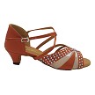CD2805LEDSS 210 Dark Tan Satin & Flesh Mesh with 1.3" Cuban Heel (387) in the photo 