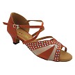 CD2805LEDSS 210 Dark Tan Satin & Flesh Mesh with 1.3" Cuban Heel (387) in the photo 