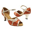 1706 Dark Tan Satin & Shiny Gold Trim with 2.5" Heel (2899) in the photo 