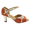 1706 Dark Tan Satin & Shiny Gold Trim with 2.5" Heel (2899) in the photo 