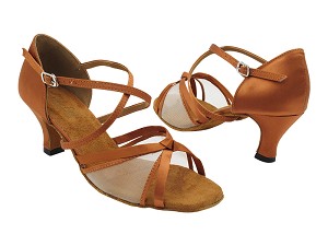 1782 Dark Tan Satin & Flesh Mesh with 2.5" Heel (2899) in the photo 