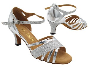 2770LEDSS Silver Glitter Satin & Silver Leather with 2.5" Heel (2899) in the photo 