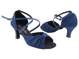 2830LEDSS Dark Blue Satin with 2.5" low heel in the photo 