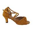 2830LEDSS Dark Tan Satin with 2.5" low heel in the photo 