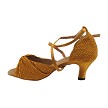 2830LEDSS Dark Tan Satin with 2.5" low heel in the photo 
