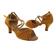 2830LEDSS Dark Tan Satin with 2.5" low heel in the photo 