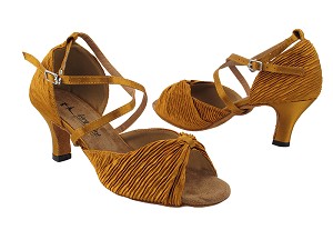 2830LEDSS Dark Tan Satin with 2.5" low heel in the photo 