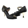 CD3005 Black Stardust with 3" Gold Plated Flare Heel in the photo 