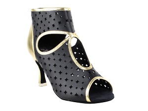 CD3022 Black_Gold with 3" Flare heel in the photo 