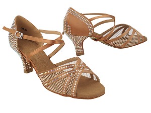 SERA1605CC 281 Tan Satin_503 Brown Mesh with 2.5" Heel (2040) in the photo 