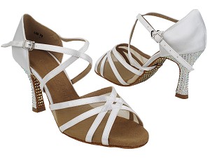 SERA1605CC 85 White Satin_Flesh Mesh_Rhinestone_H_Sole with 3" Heel (YQG) in the photo 