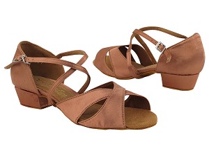 803FT Tan Satin with 1" Flat Heel in the photo 