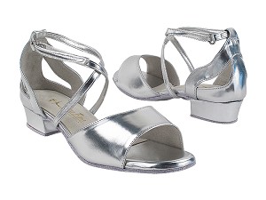 J Sandal Silver Leather with 1" Heel (8881) in the photo 