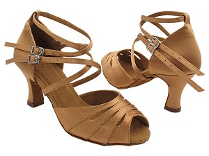 S1007 Tan Satin with 2.5" Spool Heel (PG) in the photo 