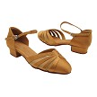 SERA3543BFT Brown Satin & Flesh Mesh with 1 inch Flat Heel (8881) in the photo 
