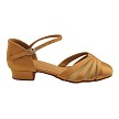 SERA3543BFT Brown Satin & Flesh Mesh with 1 inch Flat Heel (8881) in the photo 