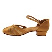 SERA3543BFT Brown Satin & Flesh Mesh with 1 inch Flat Heel (8881) in the photo 
