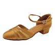 SERA3543BFT Brown Satin & Flesh Mesh with 1 inch Flat Heel (8881) in the photo 