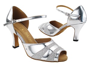3750LEDSS Silver Leather & Silver Glitter Satin Trim with 3" Heel (6812) in the photo 