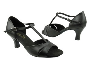1617 Black Leather_Whole Shoes with 2.5" low heel in the photo 