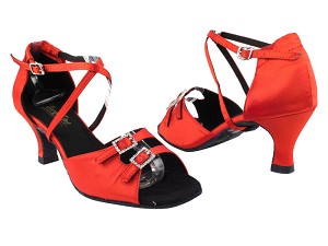 1625 Red Satin & Stone with 2.5" Heel in the photo 