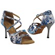 1625BLEDSS 174 White Blue Flower Satin with (6646) 3 INCH SLIM METALLIC HEEL in the photo 