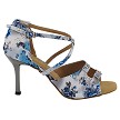1625BLEDSS 174 White Blue Flower Satin with (6646) 3 INCH SLIM METALLIC HEEL in the photo 